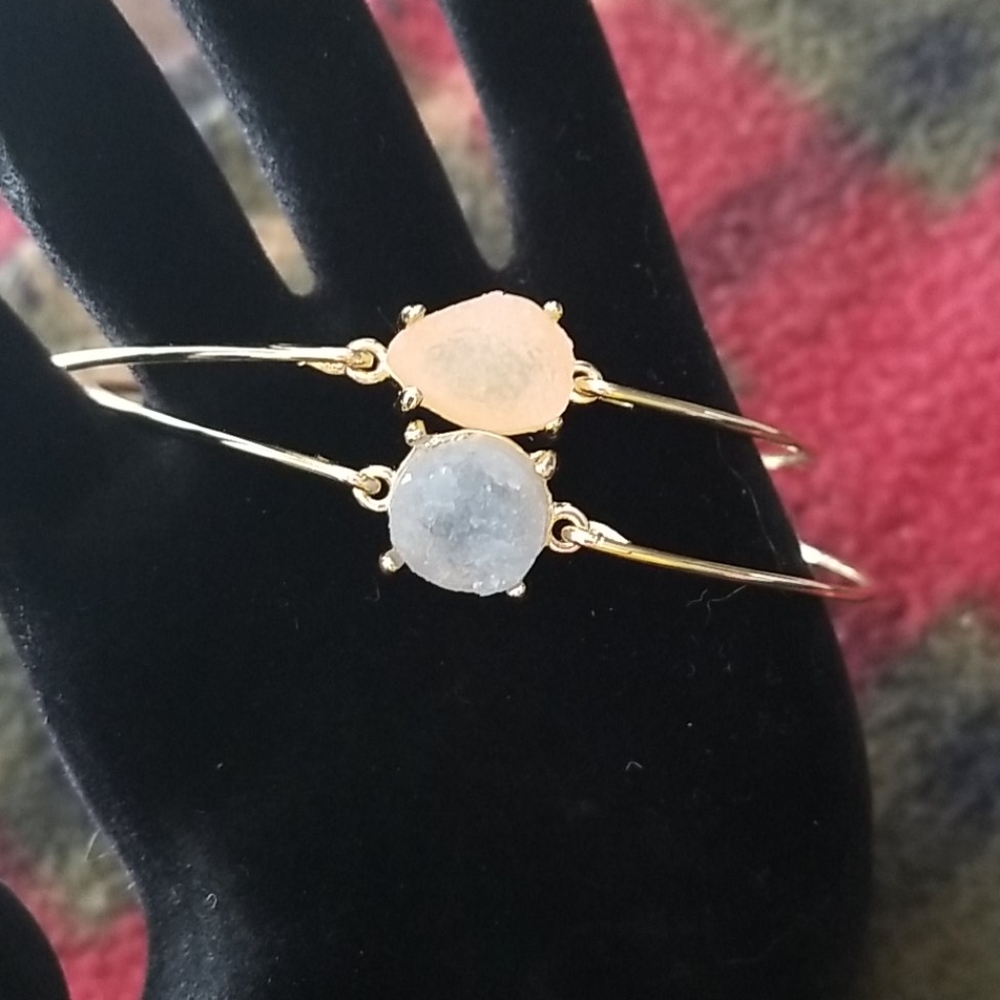 Womens bracelets - 2 druzy bangles